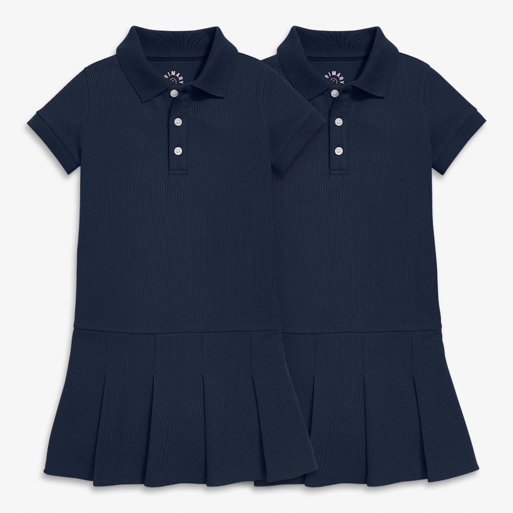New with tags Primary Kids pique polo dress 2-pack Size 6-7dark-navy